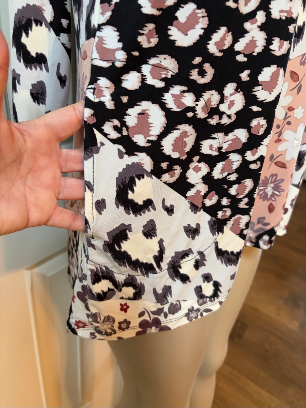 LOGO by Lori Goldstein Black, Blush and White Mixed-Print Tunic, small - Picture 2 of 5